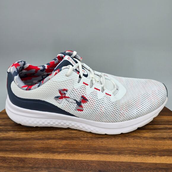 Under Armour Shoes Mens 11 White Navy Charged Impulse Running Athletic Sneakers - Picture 1 of 8